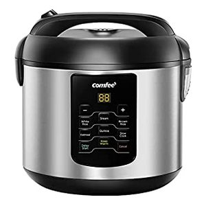 lot 1093 image: COMFEE Rice Cooker, 6-in-1 Stainless Steel Multi Cooker, Slow Cooker, Steamer, Saute, and Warmer, 2 QT, 8 Cups Cooked(4 Cups Uncooked), Brown Rice, Quinoa and Oatmeal, 6 One-Touch Programs (B0987JNH24)