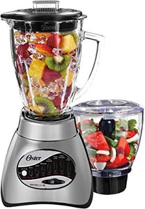 lot 6920 image: Oster Classic Series 16-Speed Blender Plus Food Chopper Glass Jar Brushed Nickel, Preowned