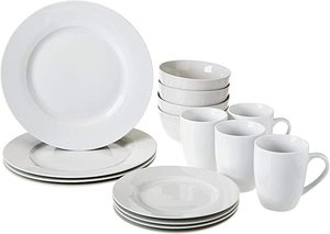 lot 7600 image: Amazonbasics 16-piece Dinnerware Set, Service For 4