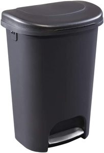lot 7691 image: Rubbermaid Black Plastic Step Trashcan