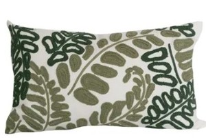 lot 6961 image: Gouchee Home Havana Floral Indoor Pillow White With Green Leaf Design, 2 Pack, 16 x 9