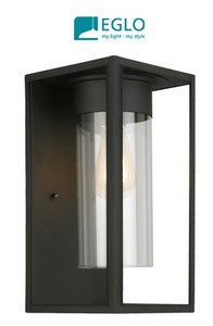 lot 6962 image: Eglo Lighting - Walker Hill - One Light Outdoor Flush Mount Matte Black Finish, 5.37 W x 10.75 H x 5.37