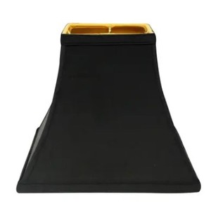 lot 6968 image: Cloth And Wire Slant Square Bell Hardback Lamp Shade, Black, And Yellow, 1 x 1