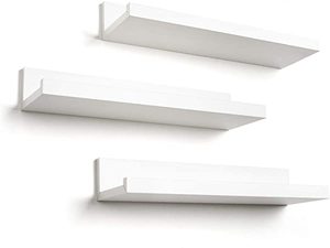 lot 6954 image: 3 Wall Mount Shelves, White, 6 x 2 W