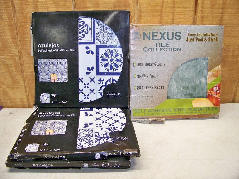 lot 522 image: 5 Boxes Vinyl Self Adhesive Floor Tiles