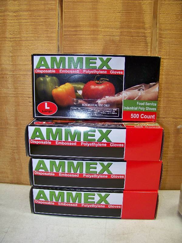 lot 608 image: 4 Boxes of 500 Ammex Food Service Poly Gloves