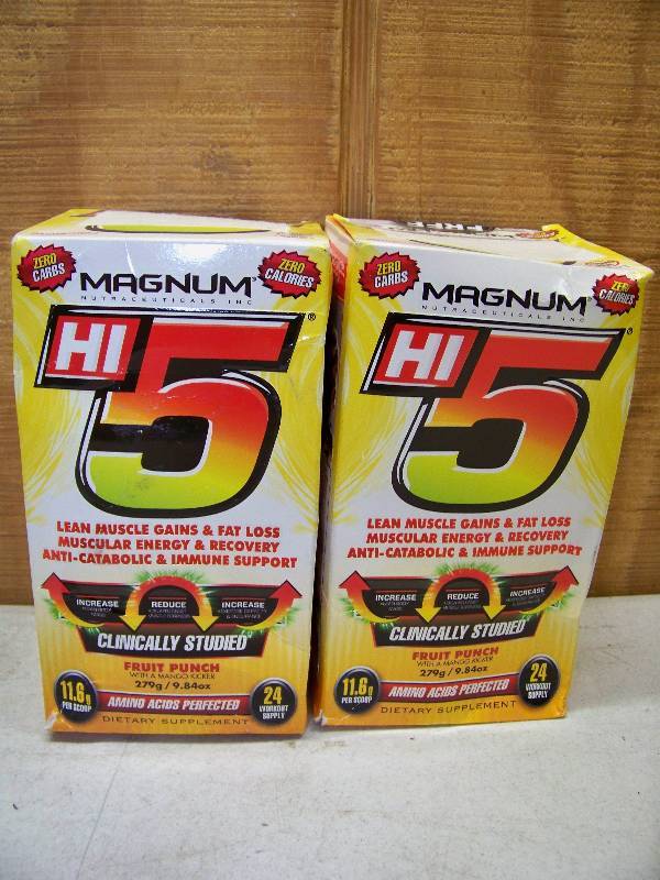lot 677 image: 2 Magnum Hi 5 Amino Acid Supplements