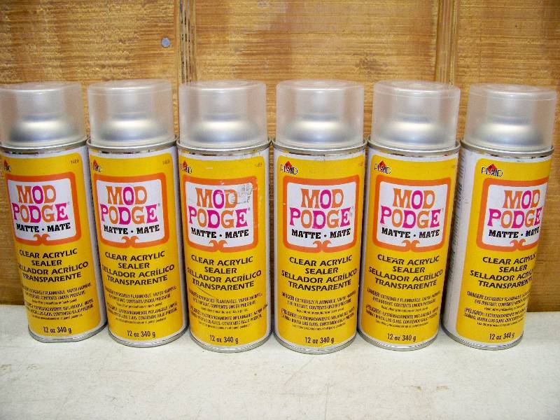 lot 755 image: 6 Cans Mod Podge Clear Acrylic Sealer