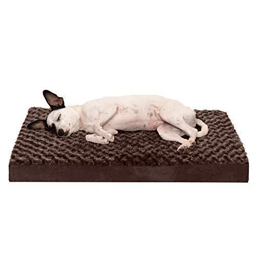 lot 15155 image: Furhaven Pet Bed for Dogs and Cats - Ultra Plush Curly Faux Fur and Suede Mattress Egg Crate Orthopedic Dog Bed, Removable Machine Washable Cover - Chocolate, Medium