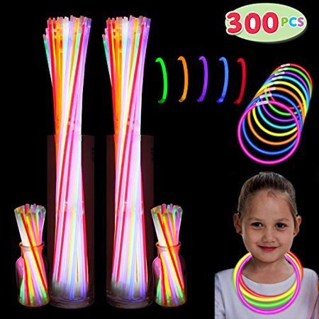 lot 10312 image: 300 Pack Glow Sticks with 100 22 Necklaces  200 8 Bracelets Connector Included Glow in the Dark Halloween Party Bulk Supplies, New Year Eve Party, Neon Light Up Accessories for Kids and Adult