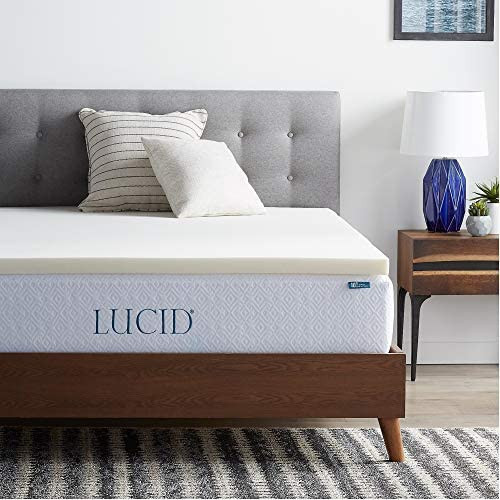 lot 45159 image: LUCID 2 Inch Traditional Foam Mattress Topper - Hypoallergenic - Ventilated - Conforming Support - Full with cover