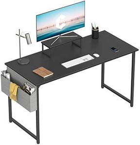lot 12304 image: Cubiker Computer Desk 63 Inch Home Office Writing Desk Student Study Desk with Small Table and Storage Bag, Black