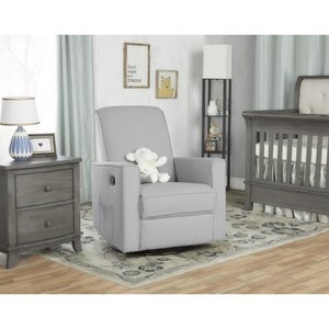 lot 12305 image: Evolur Raleigh Glider Recliner Gray with High Backrest Support, Durable Polyester Fabric