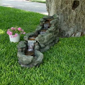 lot 12324 image: Alpine Corporation Rocky River Rapids Fountain with LED Lights