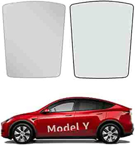 lot 12340 image: BASENOR Tesla Model Y Glass Roof Sunshade with UVHeat Insulation Cover Gray Set of 2 for 2020 2021 2022 2022 Model Y