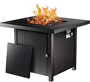 lot 22175 image: Ciays Propane Fire Pits 28 Inch Outdoor Gas Fire Pit, 50,000 BTU Steel Fire Table with Lid and Lava Rock, Add Warmth and Ambience to Gatherings and Parties On Patio Deck Garden Backyard, Black (B09GXJTTDN)