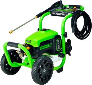 lot 22178 image: Greenworks - Pro 3000 PSI 2.0 GPM Cold Water Electric Pressure Washer - Green