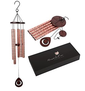 lot 22186 image: JUNGSCHIMES Premium Memorial Wind Chimes for Loss of a Loved One. 36 Inch Deep Tone Outdoor Sympathy Gift Set. Poem Engraved Remembrance Windchimes. Rose GoldSilver