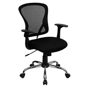 lot 32461 image: Flash Furniture Mid-Back Black Mesh Swivel Task Office Chair with Chrome Base and Arms