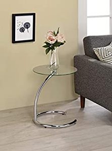 lot 32467 image: Kings Brand Chrome With Glass Modern Accent Side End Table