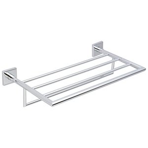 lot 42444 image: GINGER XX43S-24PC Hotel Shelf Frame, 24, Squared Corners wTowel Bar, Polished Chrome