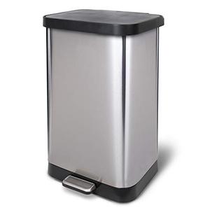 lot 42485 image: Glad Stainless Steel Step Trash Can with Clorox Odor Protection  Large Metal Kitchen Garbage Bin with Soft Close Lid, Foot Pedal and Waste Bag Roll Holder, 20 Gallon, Stainless