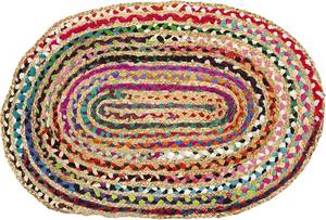 lot 12320 image: Multicolor Hand Woven Braided Rug Rag, Colors May Vary (3x5 Feet CottonJute (Oval))