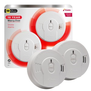 lot 68829 image: Kidde  - 10-Year Lithium Ion Battery Operated Smoke Alarm (2-Pack) - Retail $39.99