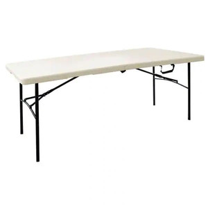 lot 68838 image: 6 Ft. Folding Resin Table In Earth Tan Easily Portable Folding High Quality - Retail $58.99