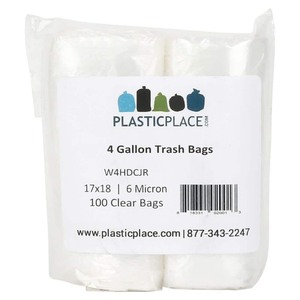 lot 68843 image: Plasticplace - 4 Gallon Trash Bags 100 Count Clear - Retail $11.59