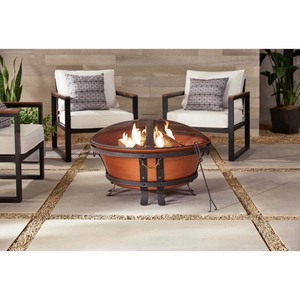 lot 68799 image: Hampton Bay - 34 in. Whitlock Cast Iron Fire Pit, Antique Bronze - Retail $194.65