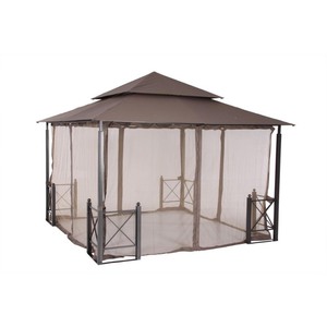 lot 69057 image: Hampton Bay - Replacement Netting Outdoor Patio for (12 ft. x 12 ft.)  Harbor Gazebo, Browns  Tans - Retail $129.99