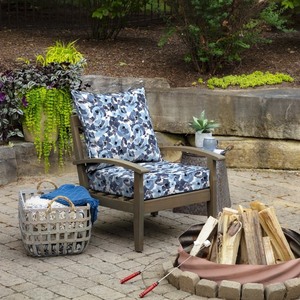 lot 68854 image: Arden Selections-  Blue Garden Floral - 24 x 24 in. Outdoor Deep Seat Cushion Set - Retail $59.99