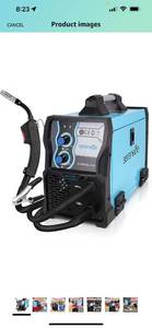 lot 28267 image: $$ MIG Welder Flux Core Welding Machine with Gas and No Gas, 130A DC 110V 220v IGBT Inverter Welder with Automatic Wire Feed, Welding Gun, Ground Wire, Brush, Mask, Dual Voltage Adapter Retail $199