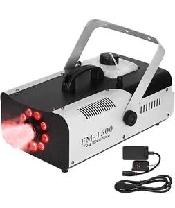 lot 28271 image: VEVOR Fog Machine, 1500W 2L 9 LED Lights, Smoke Fogger Portable with Wireless Remote Control, DJ Stage for Club, Parties, Weddings and Holidays
