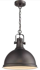 lot 28280 image: Emliviar 14 inch Farmhouse Ceiling Pendant Light, Vintage Metal Hanging Light with Dome Shade, Oil Rubbed Bronze Finish, 4054L ORB