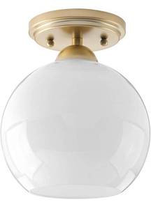 lot 33126 image: Progress Lighting Close-to-Ceiling, Gold Fixture with Clear Globe (Stock Photo for Reference Only)