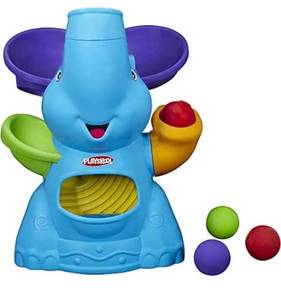 lot 33135 image: Playskool Toy Fun Elephant Throws Balls, Elefun Busy Ball Popper, Blue (Balls Not Included)