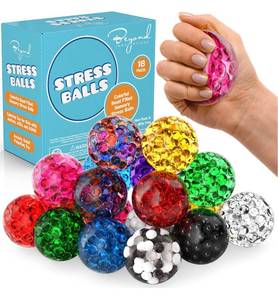 lot 33138 image: Stress Ball Set - 11 Pack - Stress Balls Fidget Toys for Kids and Adults - Sensory Ball, Squishy Balls with Colorful Water Beads,Anxiety Relief Calming Tool - Fidget Stress Toys for Autism & ADDADHD