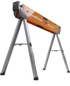 lot 33142 image: Bora Portamate Speedhorse Sawhorse - Single Piece Table Stand with Folding Legs, Metal Top for 2x4, Heavy Duty Pro Bench Saw Horse for Woodworking, Carpenters, Contractors, PM-4500