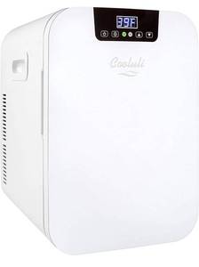 lot 33150 image: Cooluli 20L Mini Fridge For Bedroom - Car, Office Desk & College Dorm Room - Glass Front & Digital Temperature Control - 12v Small Refrigerator for Food, Drinks, Skincare, Beauty & Breast Milk (White)