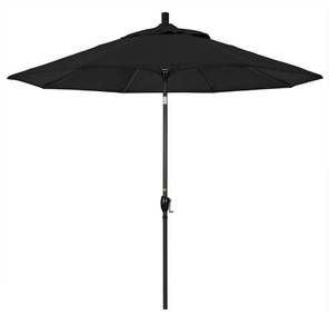 lot 33152 image: $$ California Umbrella GSPT908302-5408 9 Round Aluminum Market, Crank Lift, Push Button Tilt, Black Pole, Sunbrella Patio Umbrella, 9-Feet - Retail $220