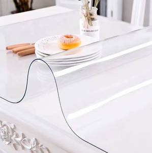 lot 33689 image: VEVOR 1.5mm Thick Clear Plastic Tablecloth, 1.5mm Thick Clear Rectangular Tablecloth, Waterproof and Easy to Clean for Bedside Table, Approximately 48WUnknown Length
