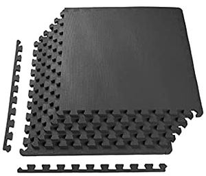 lot 36993 image: BalanceFrom Exercise Mat with EVA Foam Interlocking Tiles, Black, All (BFPM-01BLK) (B013A4ATCQ)