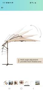 lot 29232 image: Ralawen 10 Ft Patio Umbrella Offset Cantilever Umbrellas Hanging Market Umbrella with Crank & Cross Base (10 ft) YELLOW