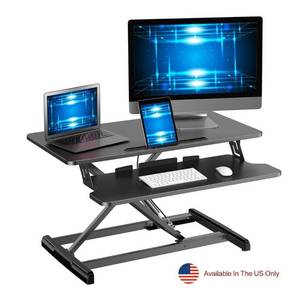 lot 29234 image: ATUMTEK Standing Desk Converter 32 Inch Adjustable Height Support Riser Home Office Portable Desktop Workstation With Wide Keyboard Tray, Black