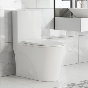 lot 29245 image: Swiss Madison St. Tropez 1-Piece 1.11.6 GPF Dual Flush Elongated Toilet in Glossy White