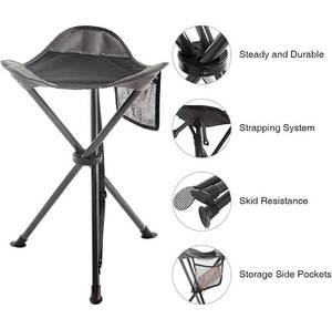 lot 33720 image: Lot of 2 Folding Tripod Stools for Outdoor Camping Walking Hunting Hiking Fishing Travel, Support 220 lbs
