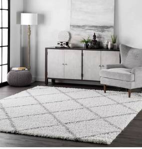 lot 33747 image: nuLOOM Easy Shag Shanna Lattice Rug, 4 Square