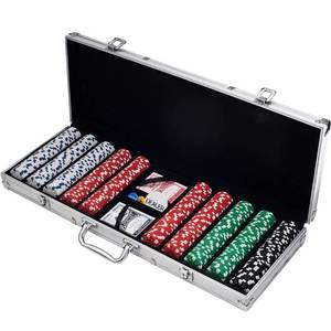 lot 33765 image: Trademark Poker 10-1090-500SQL Poker Chip Set for Texas Holdem, Blackjack, Gambling with Carrying Case, Cards, Buttons and 500 Dice Style Casino Chips (11.5 Gram)